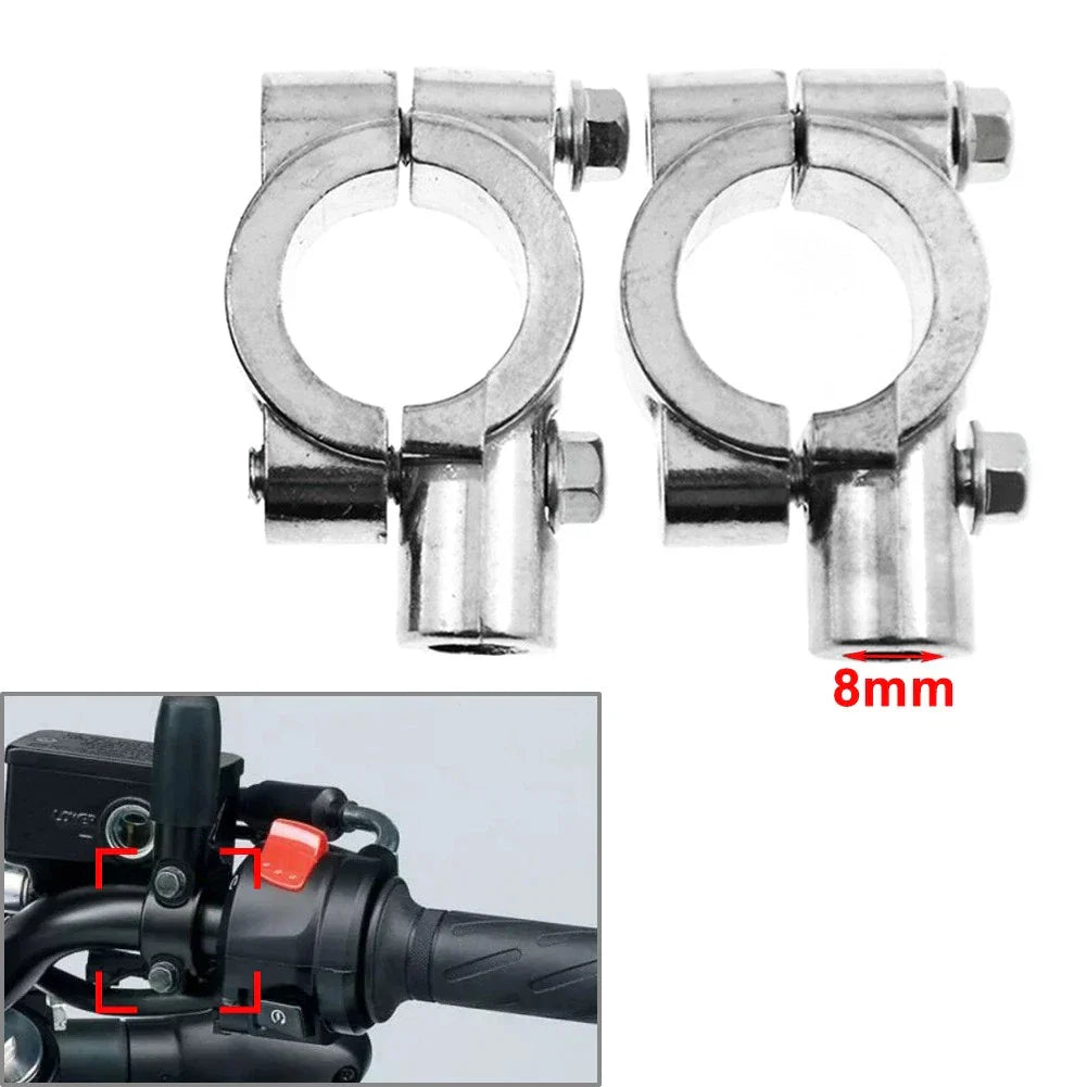 22MM 8mm Handlebar Mirrors Mount Holder Clamp for Motorcycle Chrome