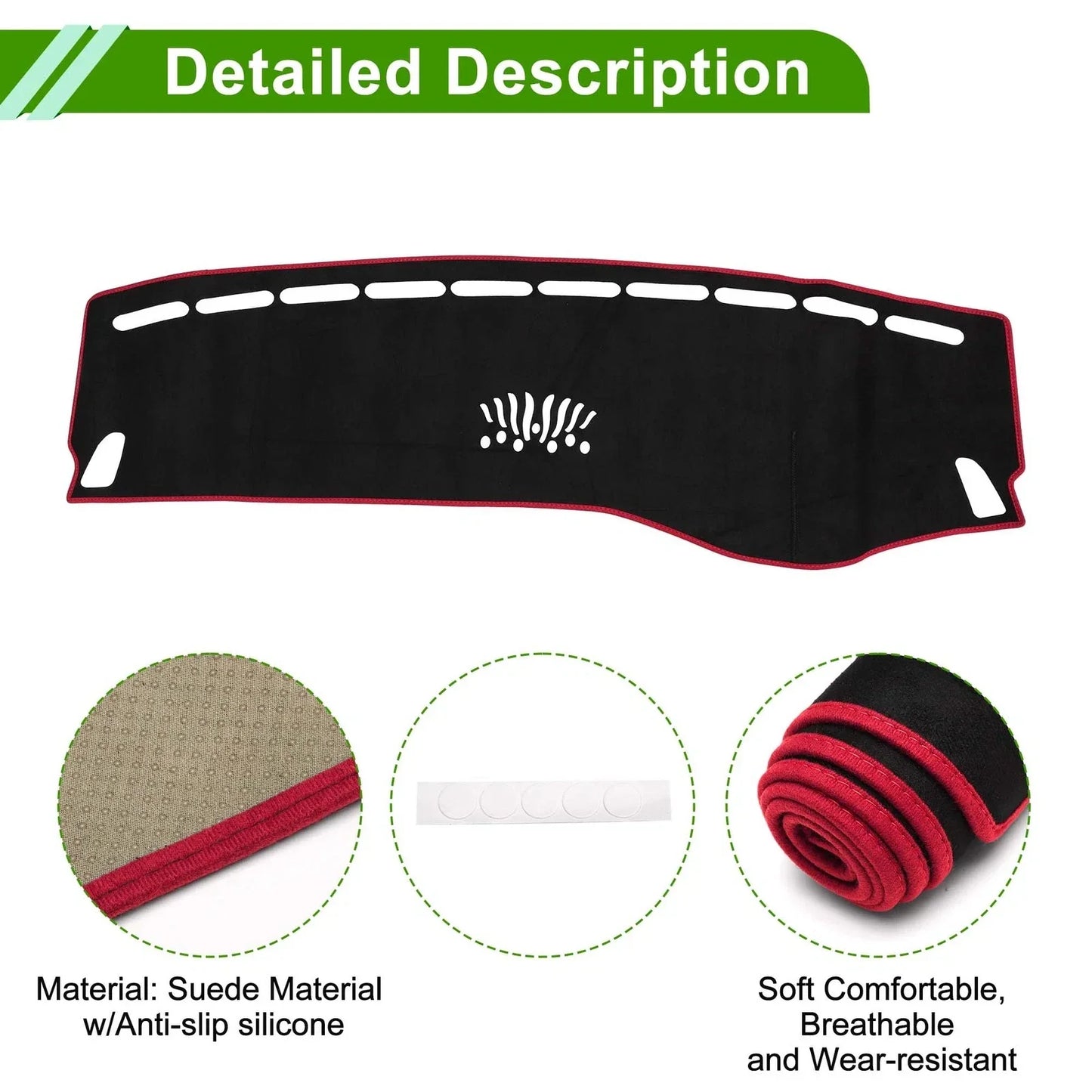 Dashboard Cover Mat for Mercedes Benz GLC 2016-2022 Black Red