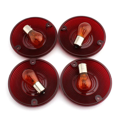 Amber Turn Signal Light Bulbs & Red Lens Cover for Harley Davidson Road King (1994-2010)