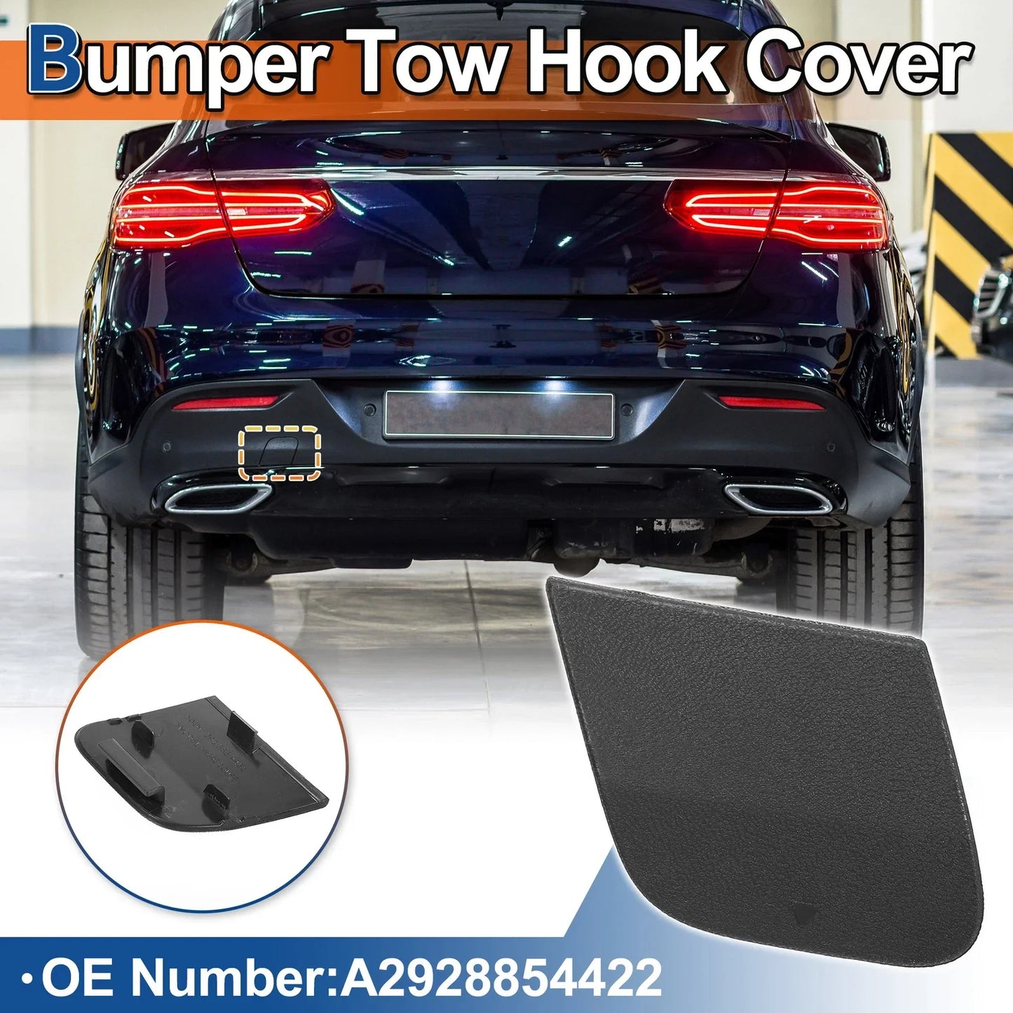 Rear Bumper Tow Hook Cover for Mercedes-Benz W292 (2019-2023) Unpainted