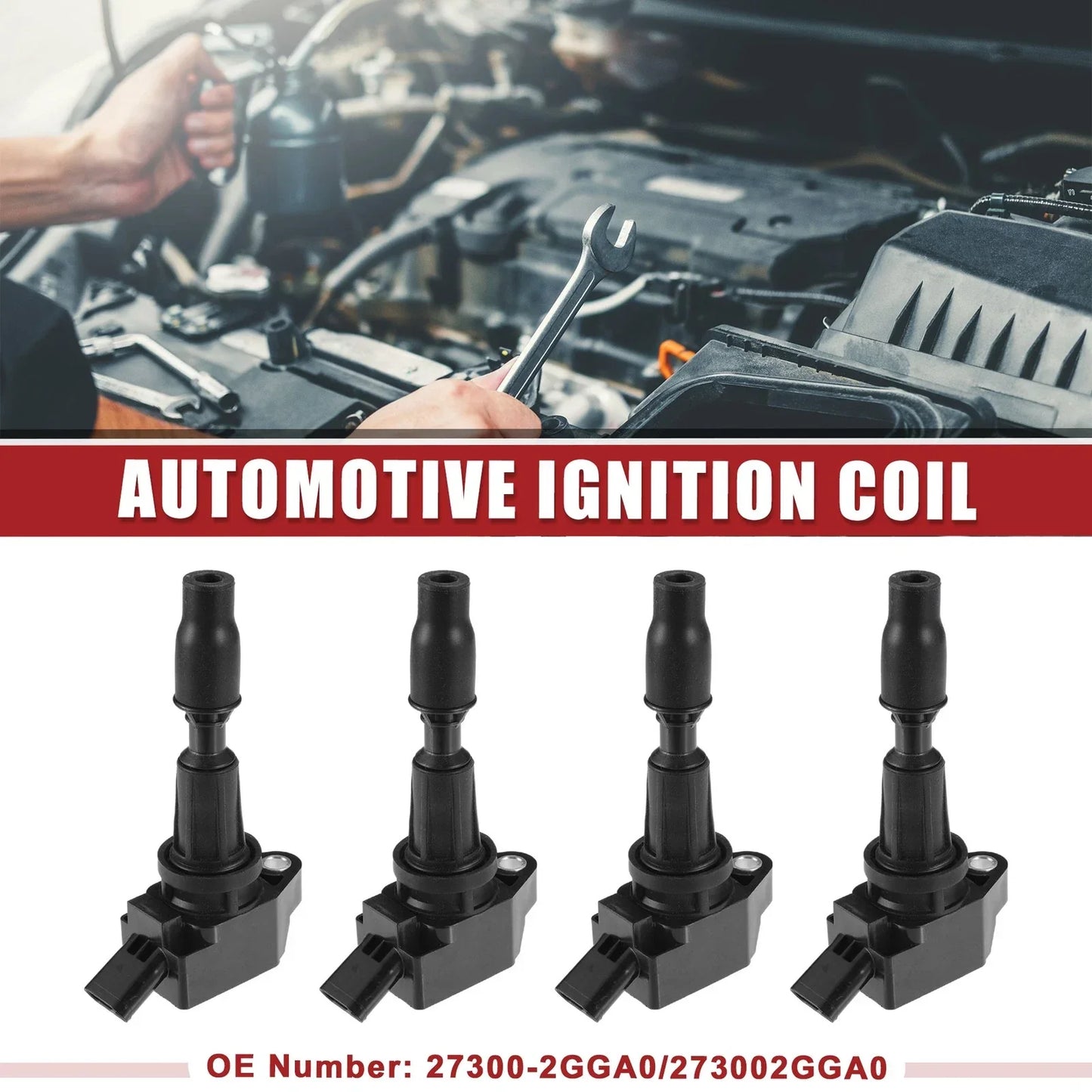 4 x Automotive Ignition Coils for Kia Optima (2016-2020) Black