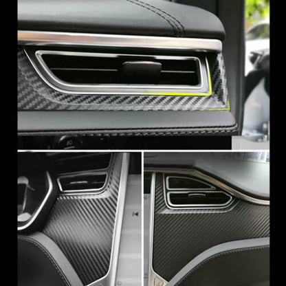 Center Console Stickers Black Carbon Fiber Look for Tesla Model X/S (2012–2021)