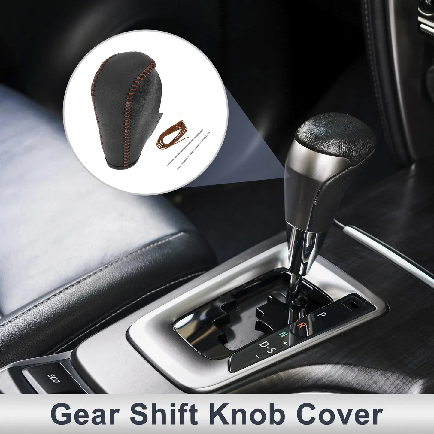 Gear Shift Knob Cover for BMW 3 Series (2004-2012) Black Faux Leather