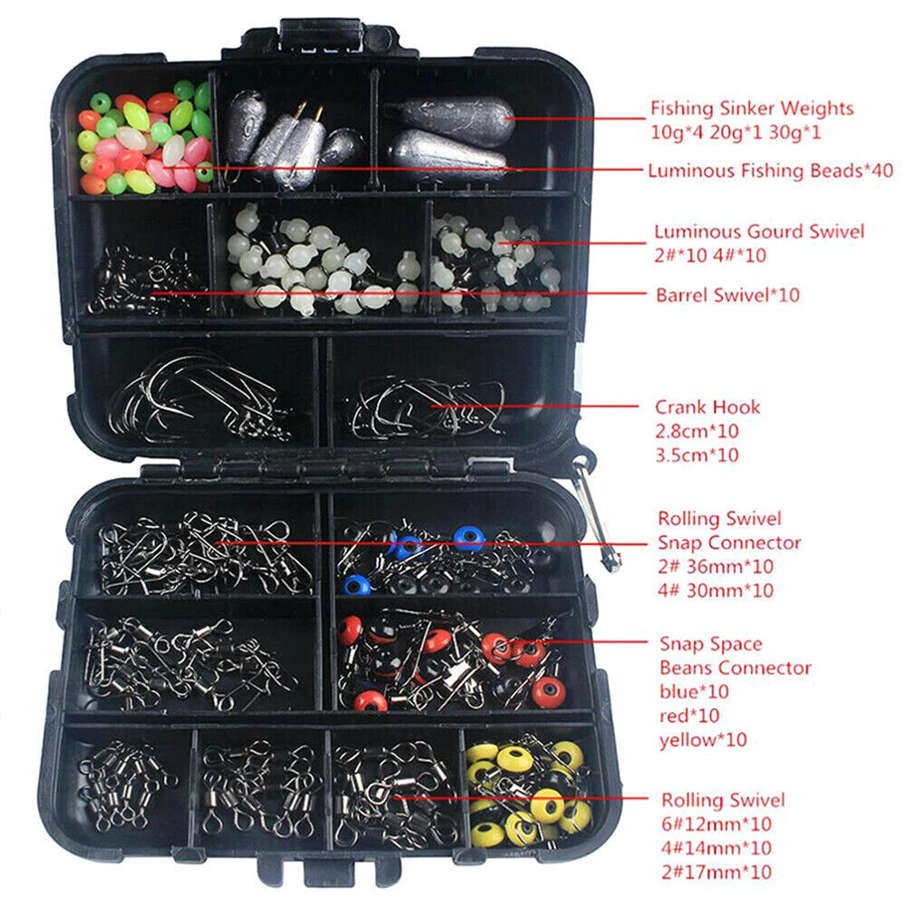 177Pcs Fishing Accessories Kit w/ Tackle Box for Outdoor
