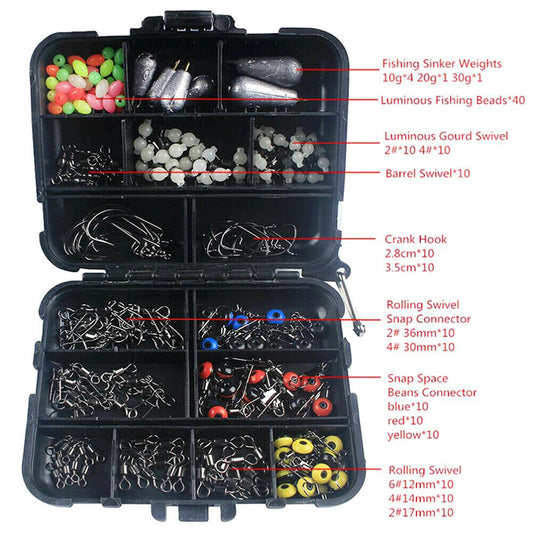 177Pcs Fishing Accessories Kit w/ Tackle Box for Outdoor