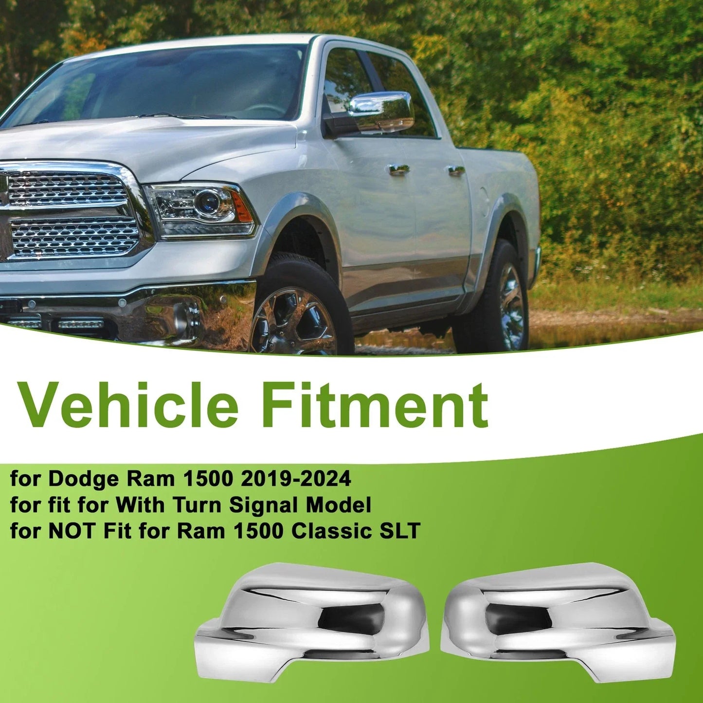Mirror Cover Cap Replacement for Dodge Ram 1500 2019-2024