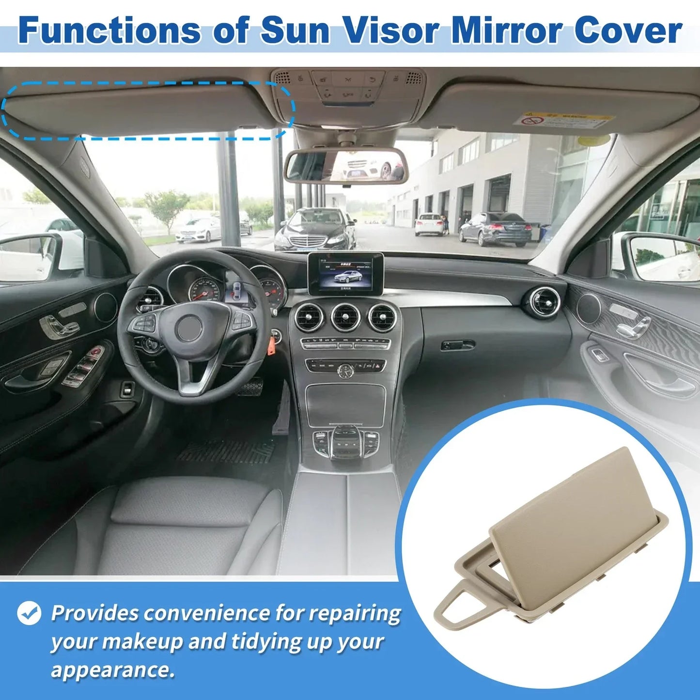 Left Sun Visor Vanity Mirror Cover for Mercedes-Benz GLA/GLE 2015-2019