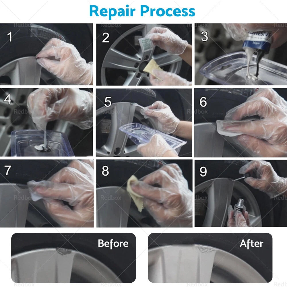 Silver Alloy Wheel Rim Repair Kit for Car Scuffs & Scrapes