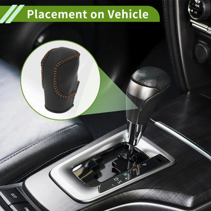 Car Gear Shift Knob Cover Black Brown Faux Leather for Honda Civic (2022-2024)