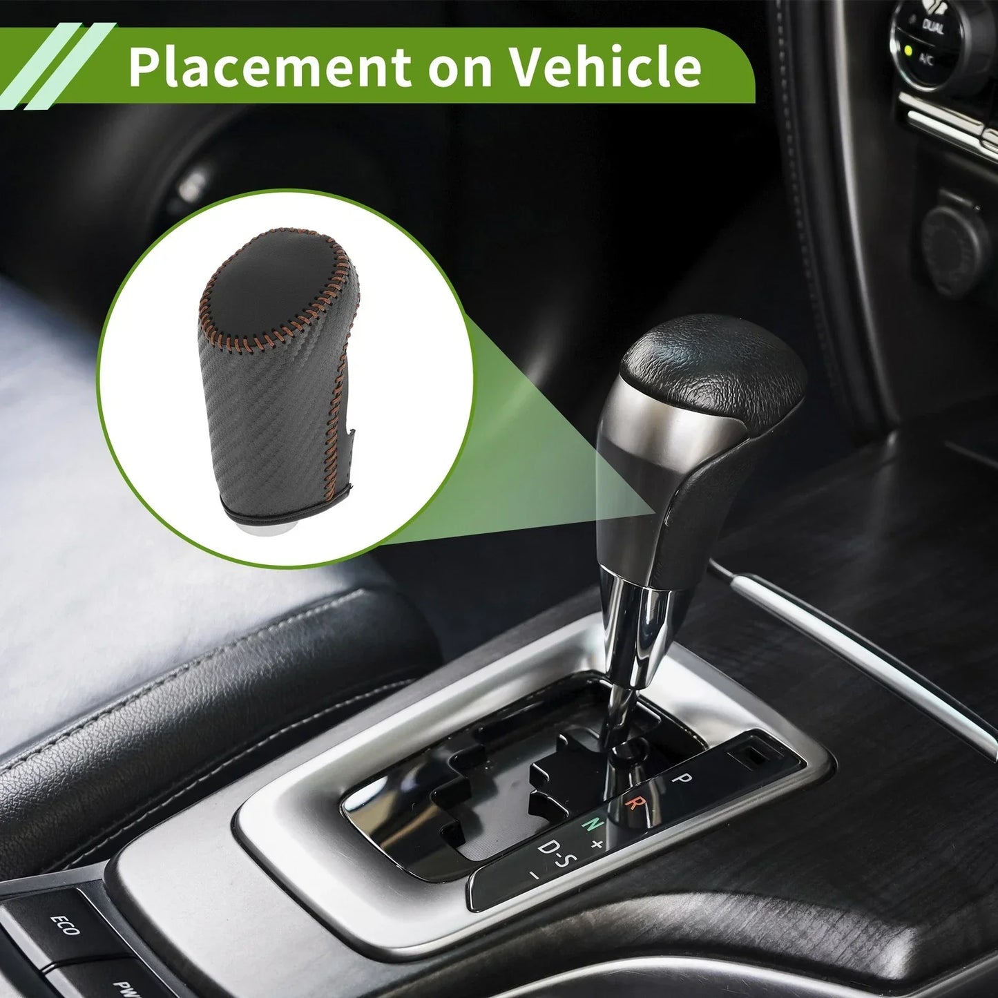 Gear Shift Knob Cover for Chevrolet Malibu Black Carbon Fiber (2016-2023)