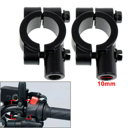 22MM Handlebar Mirror Mounts Clamps for Motorcycle Black (M10) - Pair