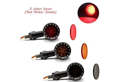 Black LED Turn Signal Lights for Motorcycle - Amber