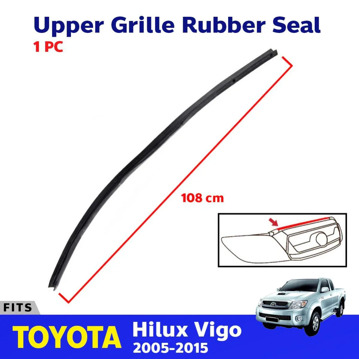 Upper Grille Rubber Seal Trim Fits Toyota Hilux Vigo SR5 KUN16 Ute 2005-10 EBDE