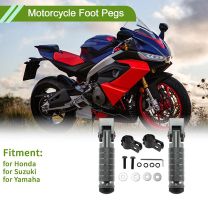 Motorcycle Foot Pegs for Honda, Suzuki, Yamaha - Titanium Tone