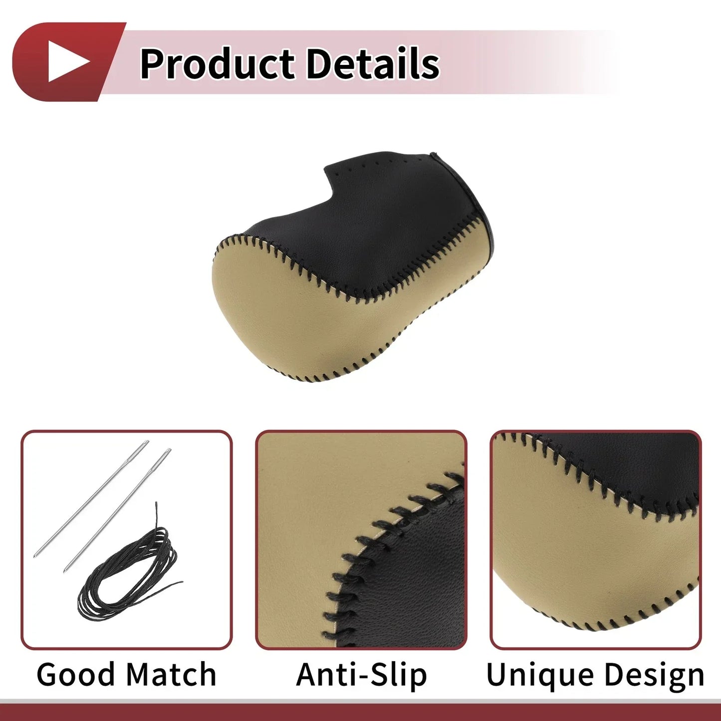 Gear Shift Knob Cover for Honda Accord 2008-2012 Black Beige Leather