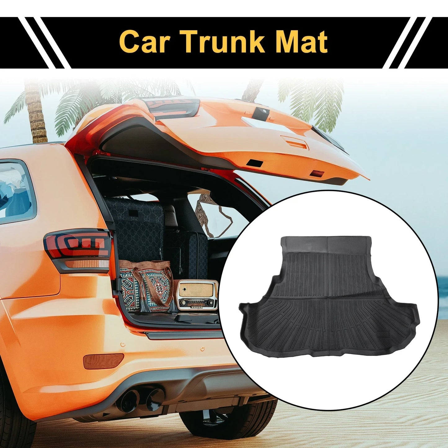 Cargo Liner Rear Trunk Mat for Dodge Challenger 2016-2024, Stripe Pattern TPE