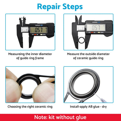 160Pcs 3.7-30mm Ceramic Fishing Rod Guide Rings for Repair