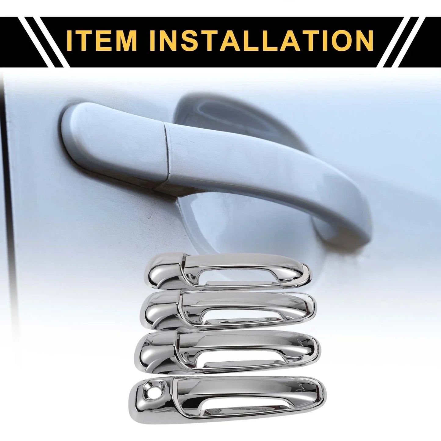 Car Door Handle Protector Set for Dodge Ram 1500 (2002-2008) Silver Tone