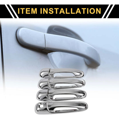 Car Door Handle Protector Set for Dodge Ram 1500 (2002-2008) Silver Tone