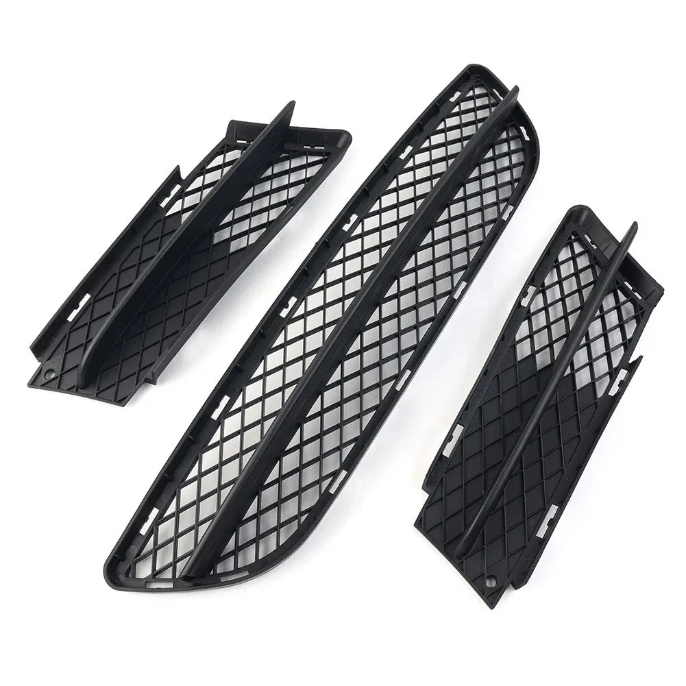 Black Front Lower Bumper Grilles Cover Set for BMW 3 Series E90 E91 (2006-2008)