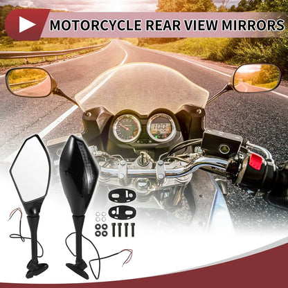 Motorcycle Rear View Mirrors for Honda CBR600RR 2003-2014 - Black Aluminum
