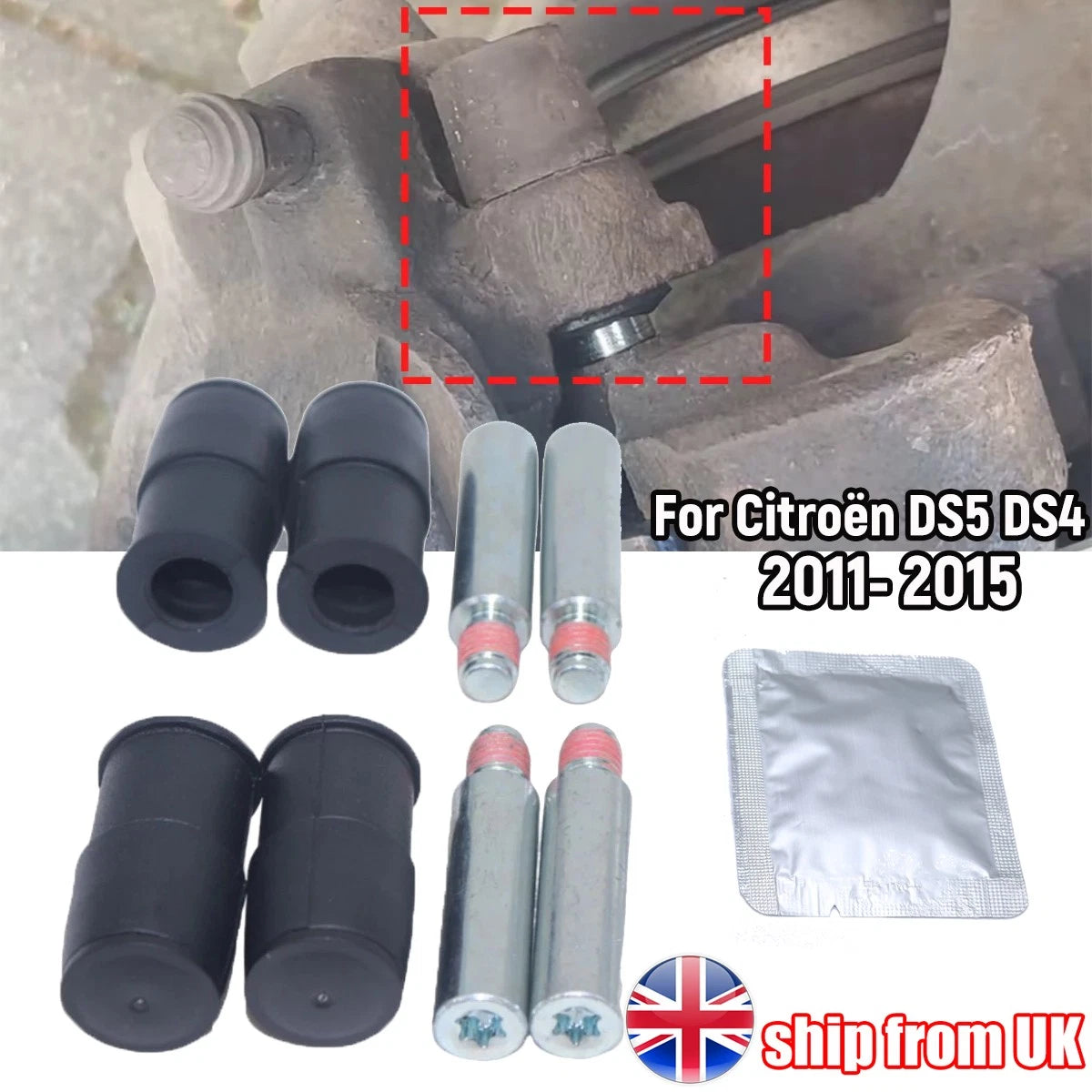 Front Brake Caliper Slider Guide Pins Bolt Kit for Citroën DS5 DS4 (2011–2015)