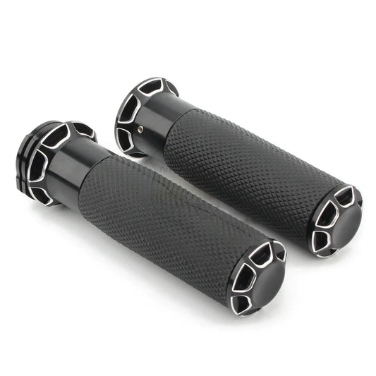 Black 1" Motorcycle Handle Bar Hand Grips for Harley Bobber Chopper Cruiser