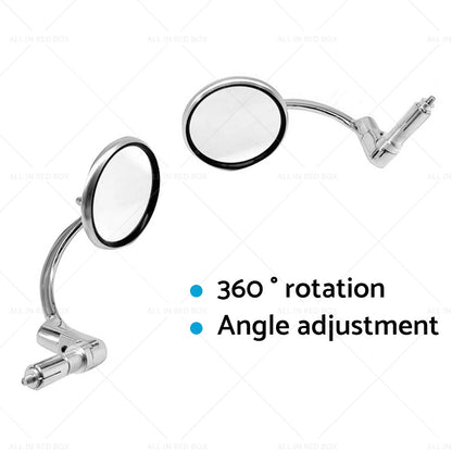 Chrome Round Rearview Bar End Mirror for Motorcycle Chopper Racer