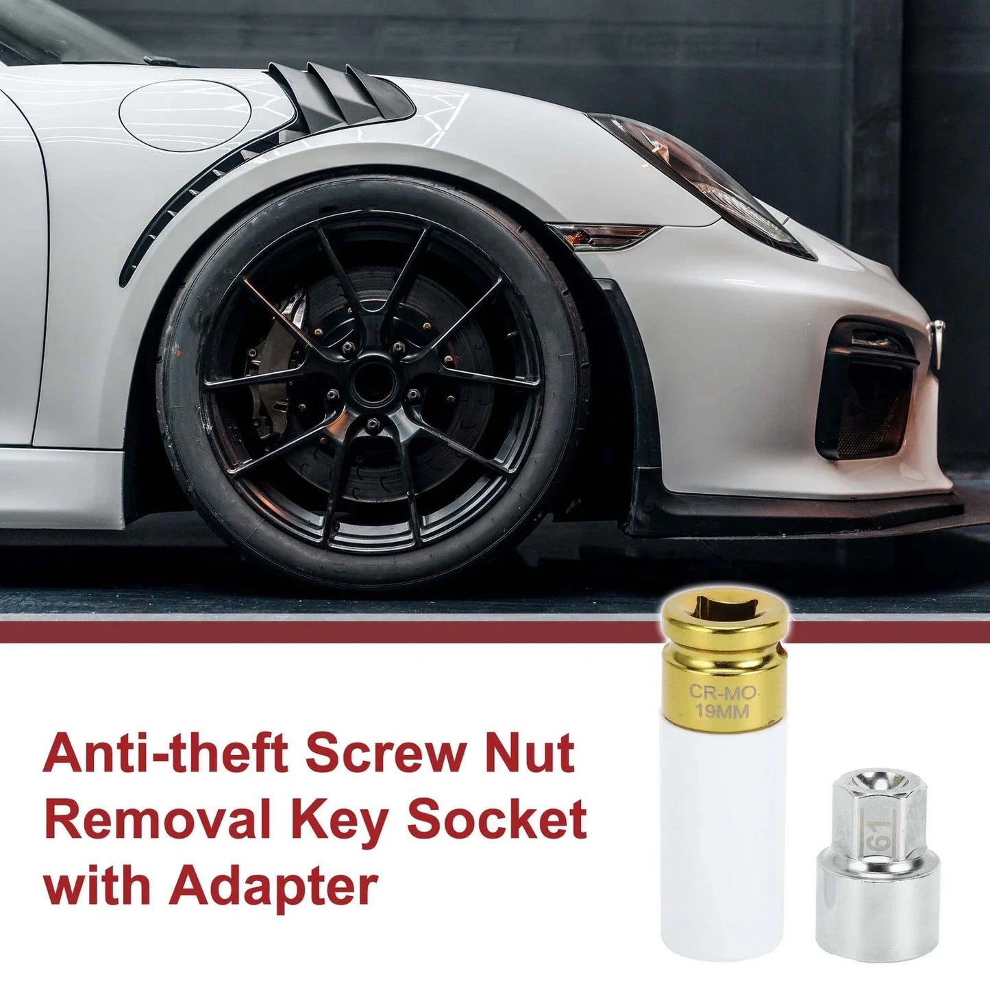 Set of 2 Wheel Lock Lug Nuts with 15 Teeth Key for Porsche Cayenne (2003-2023)