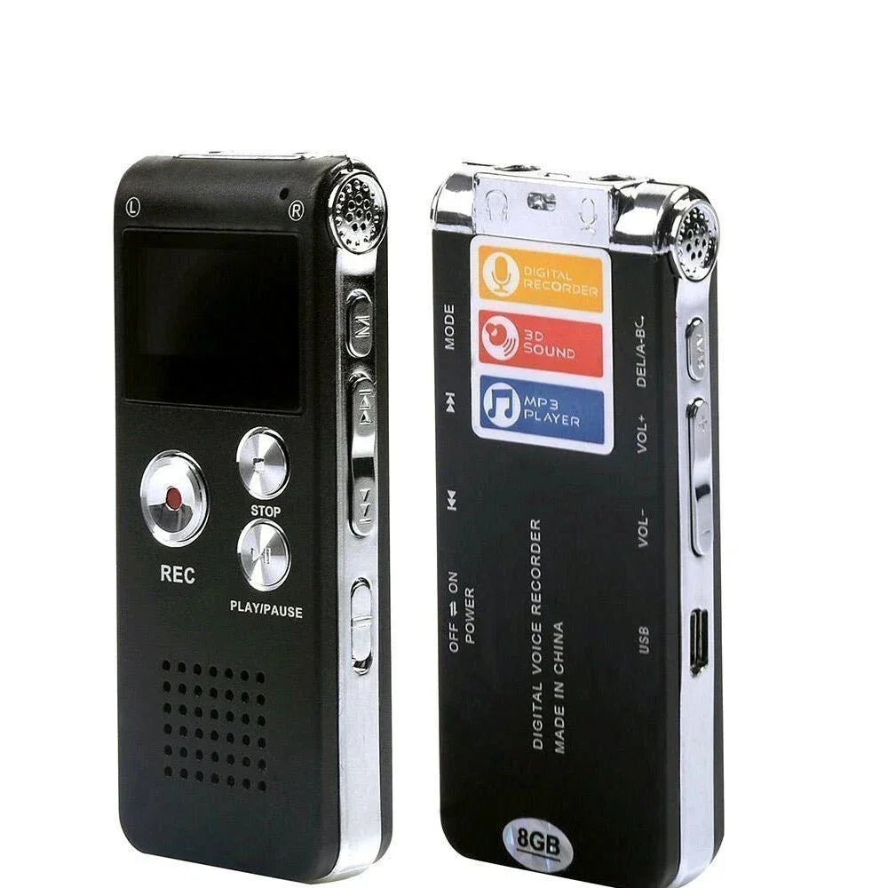 8GB Digital Audio Voice Recorder for Black (No Year Specified)