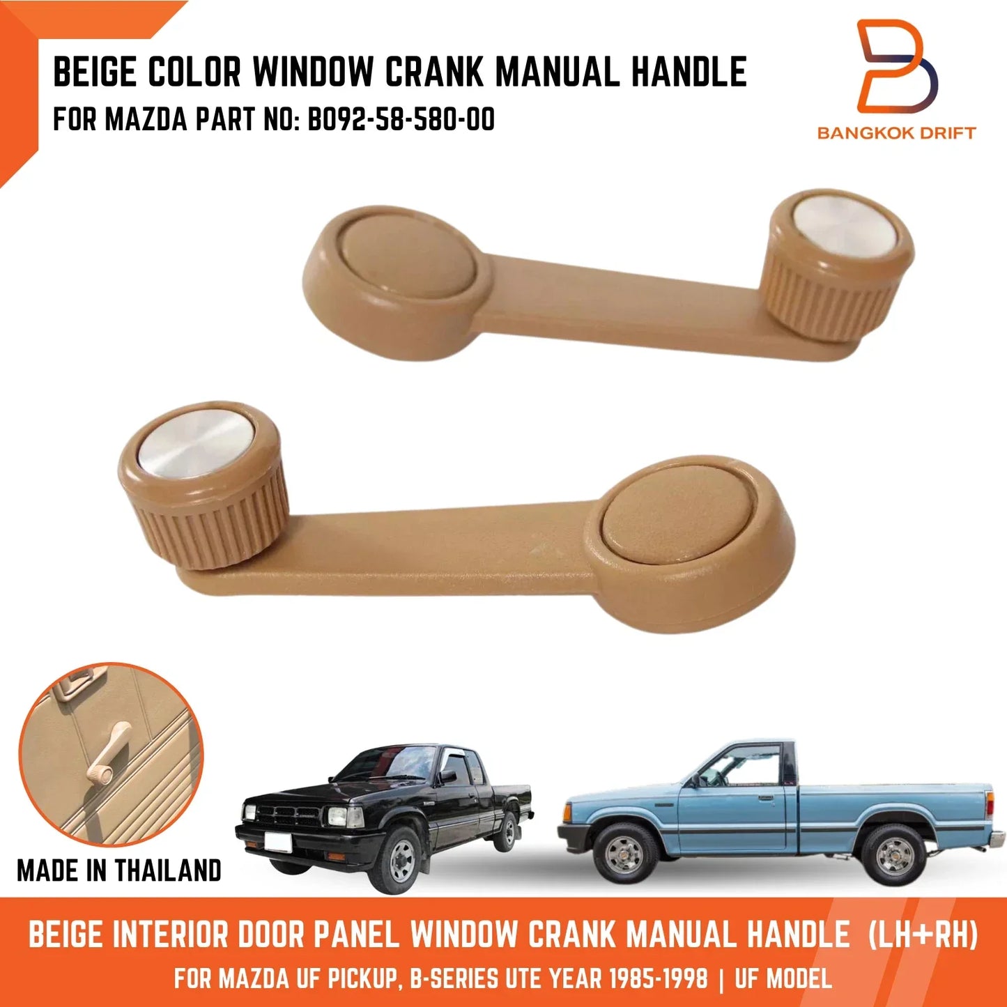 Beige Window Crank Handle for Mazda B-Series B2000 B2200 Bravo (85-98)