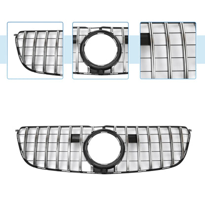Front Upper Bumper Grille for Mercedes-Benz GLS500 2017 Chrome Silver Tone