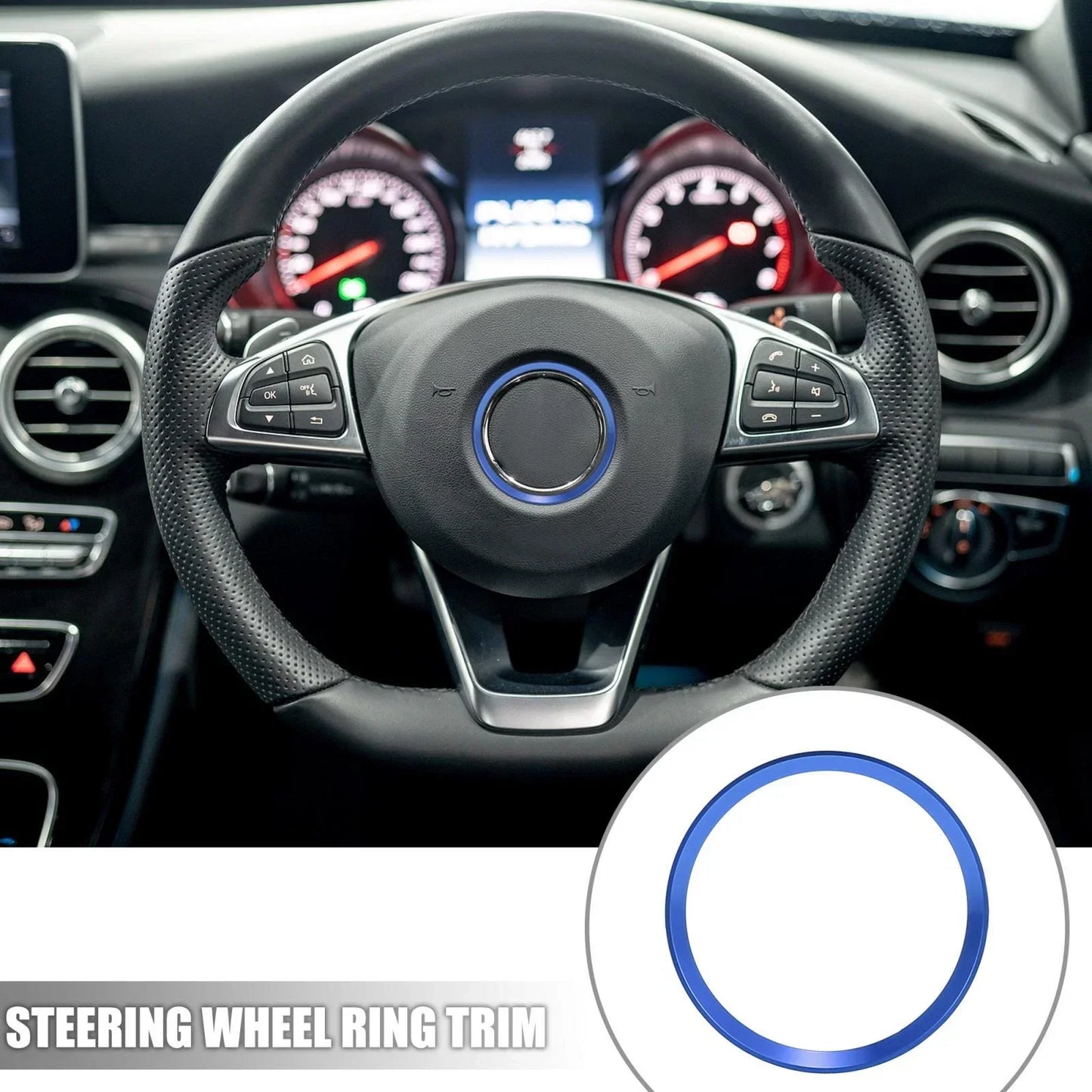 Blue Steering Wheel Ring Cover Trim for Mercedes Benz C Class C200L E300L GLA220