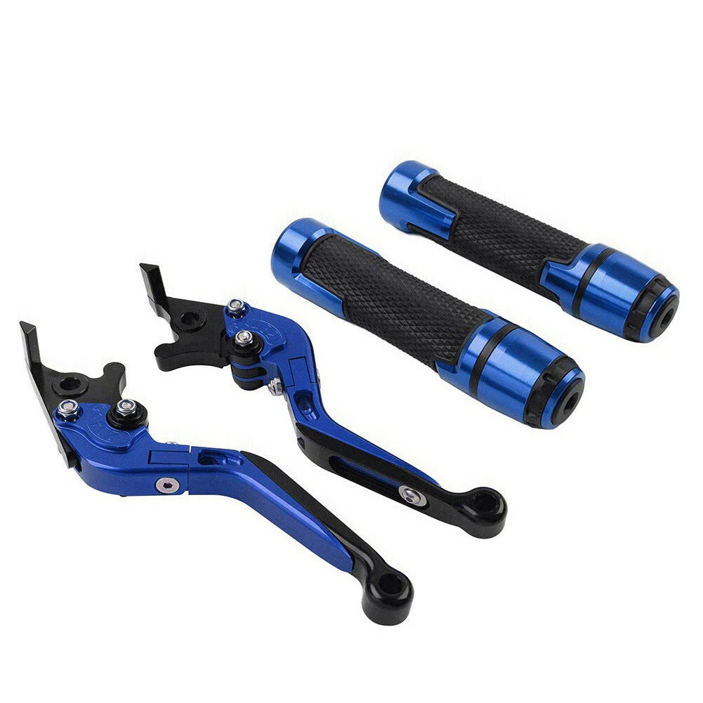 Blue Extendable Brake Clutch Lever Grip Set for Yamaha YZF R1 (2009-2014)