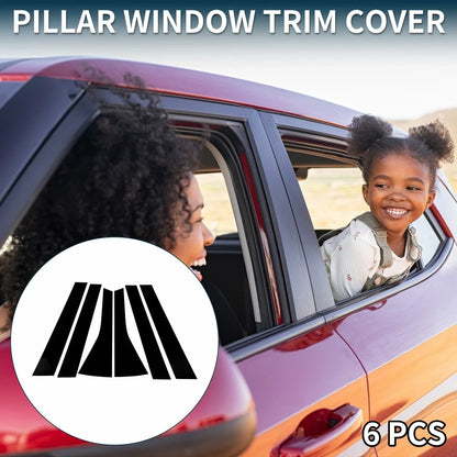 6 Pcs Black Door Pillar Window Trim for Honda Fit (2009-2012)