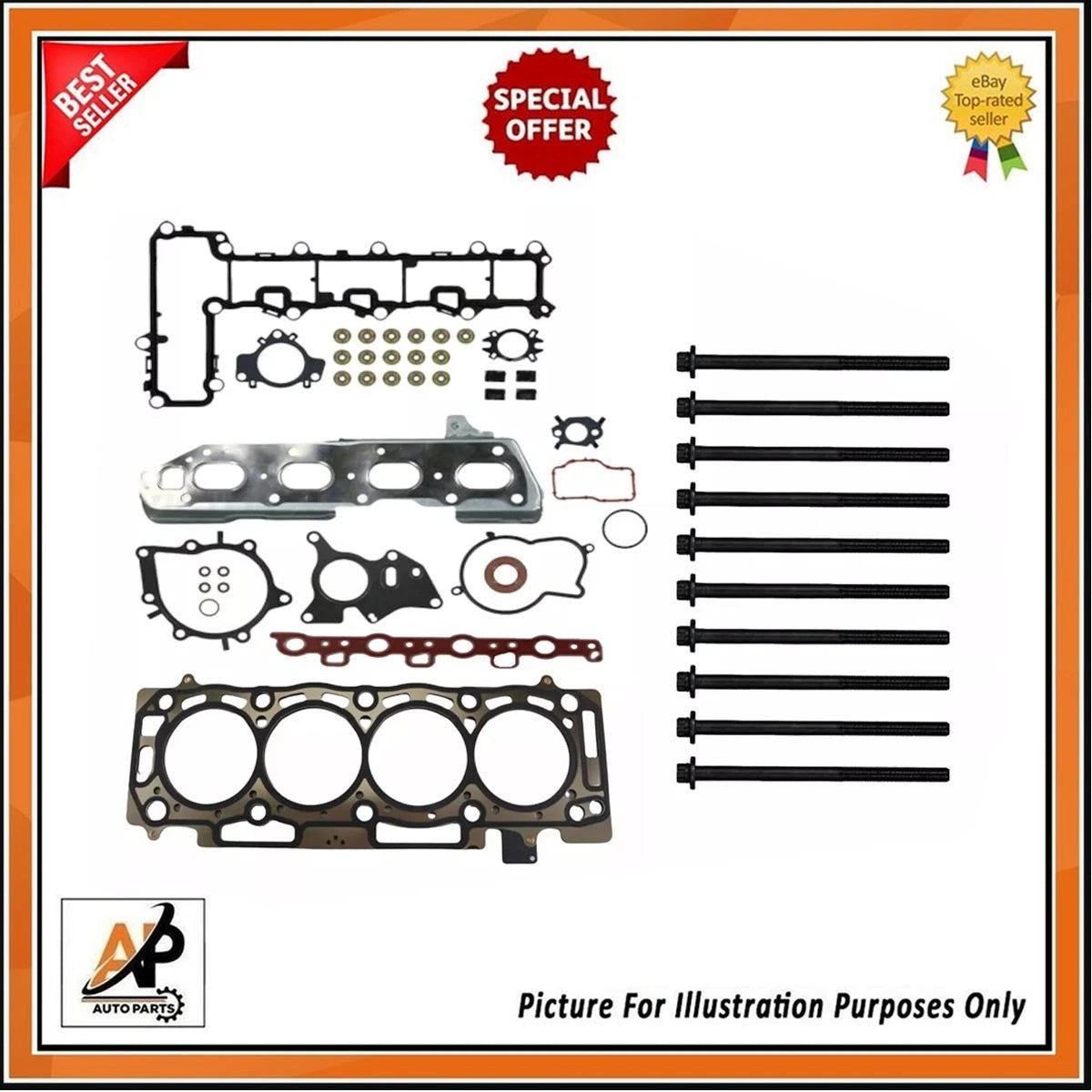 Cylinder Head Gasket Set with Bolts Replacement for Citroën C4 2.0 (2011–2022)