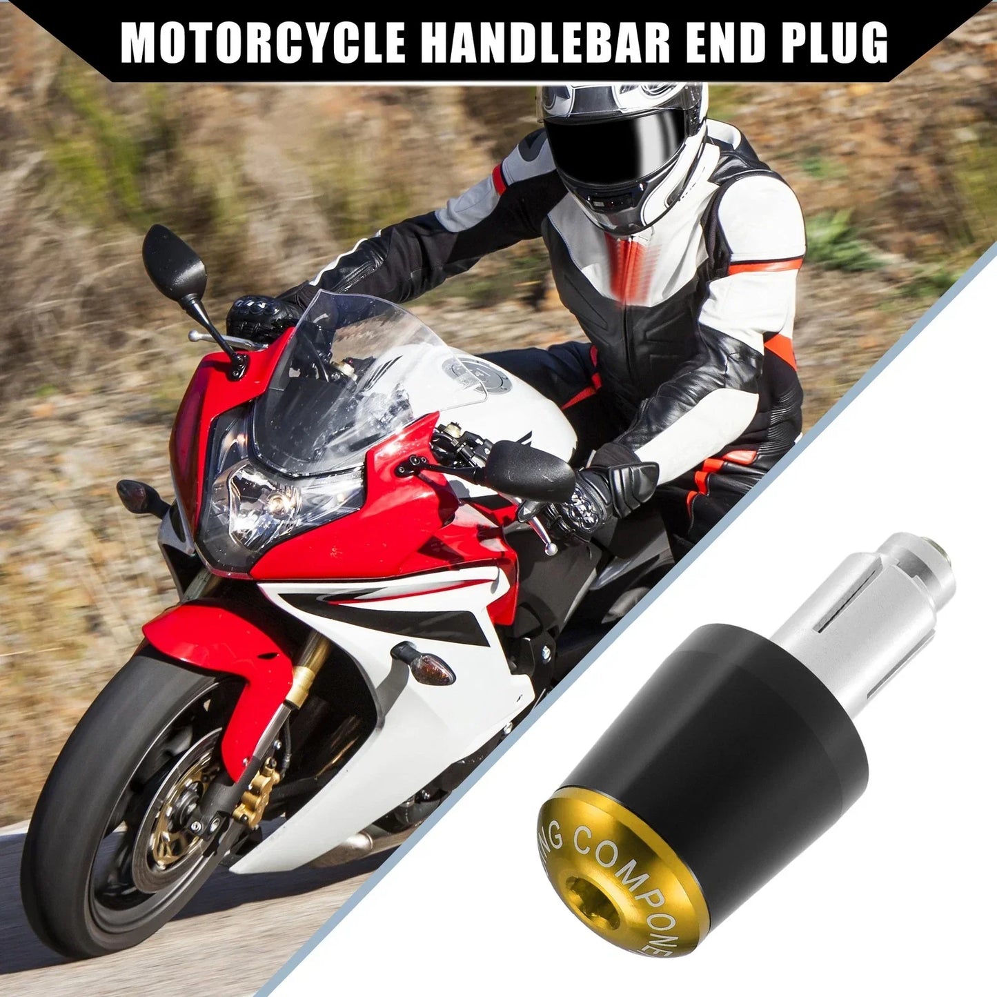 2 x Motorcycle Handlebar End Plug Grips 7/8" for Honda