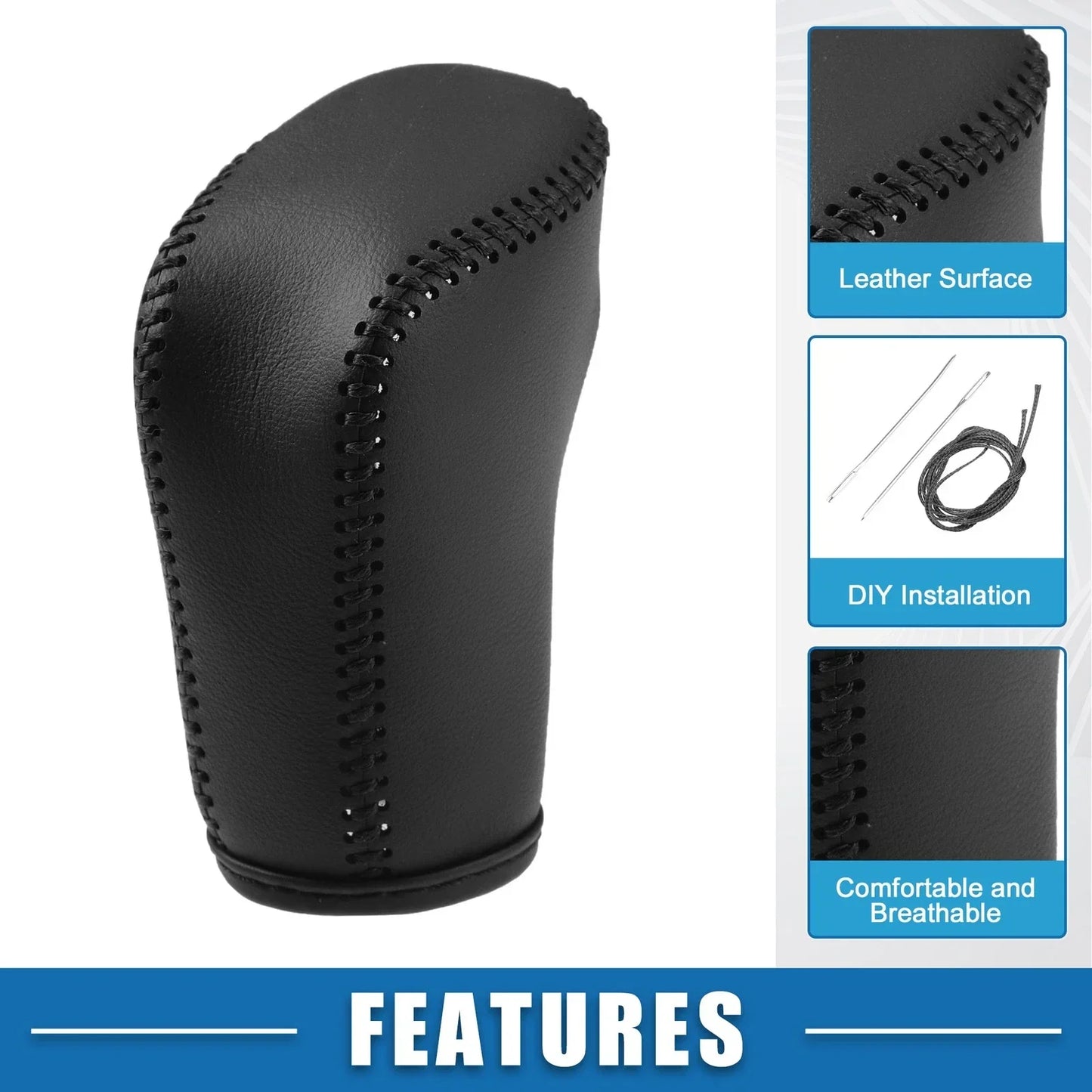 Gear Shift Head Knob Cover for Honda Civic 11th Gen 2022-2023 Faux Leather Black