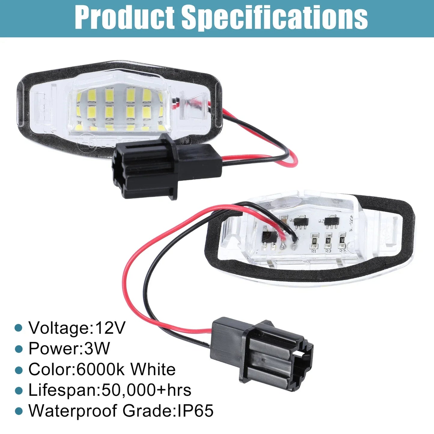 2 x LED License Plate Light Assembly for Honda Accord & Acura (2013-2017)