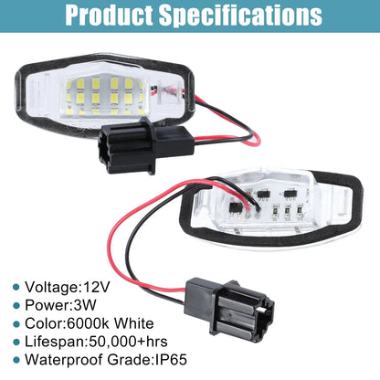 2 x LED License Plate Light Assembly for Honda Accord & Acura (2013-2017)