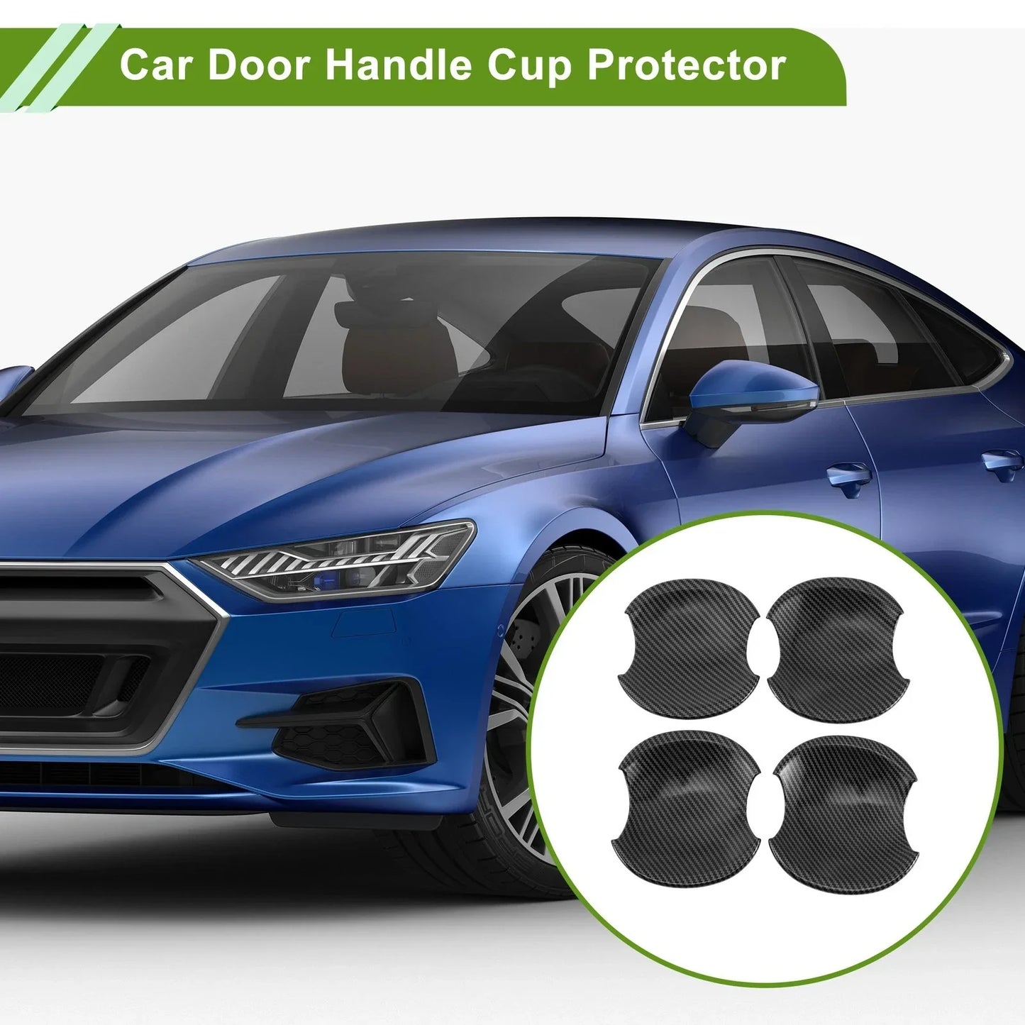 Car Door Handle Cup Protectors for Honda Civic 8th Carbon Fiber Black 4 x Pcs