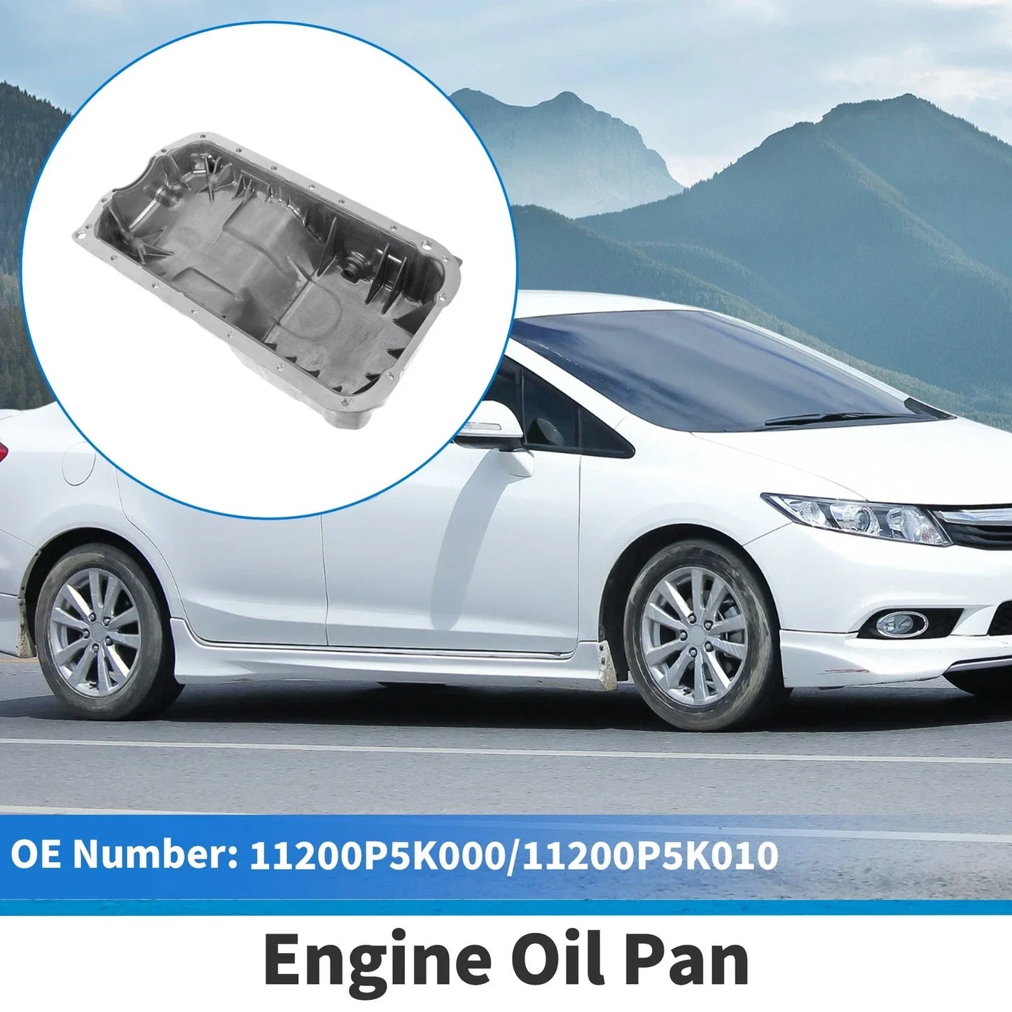 Engine Oil Pan for Honda Prelude Base Aluminum Alloy Silver Tone (1997-2001)