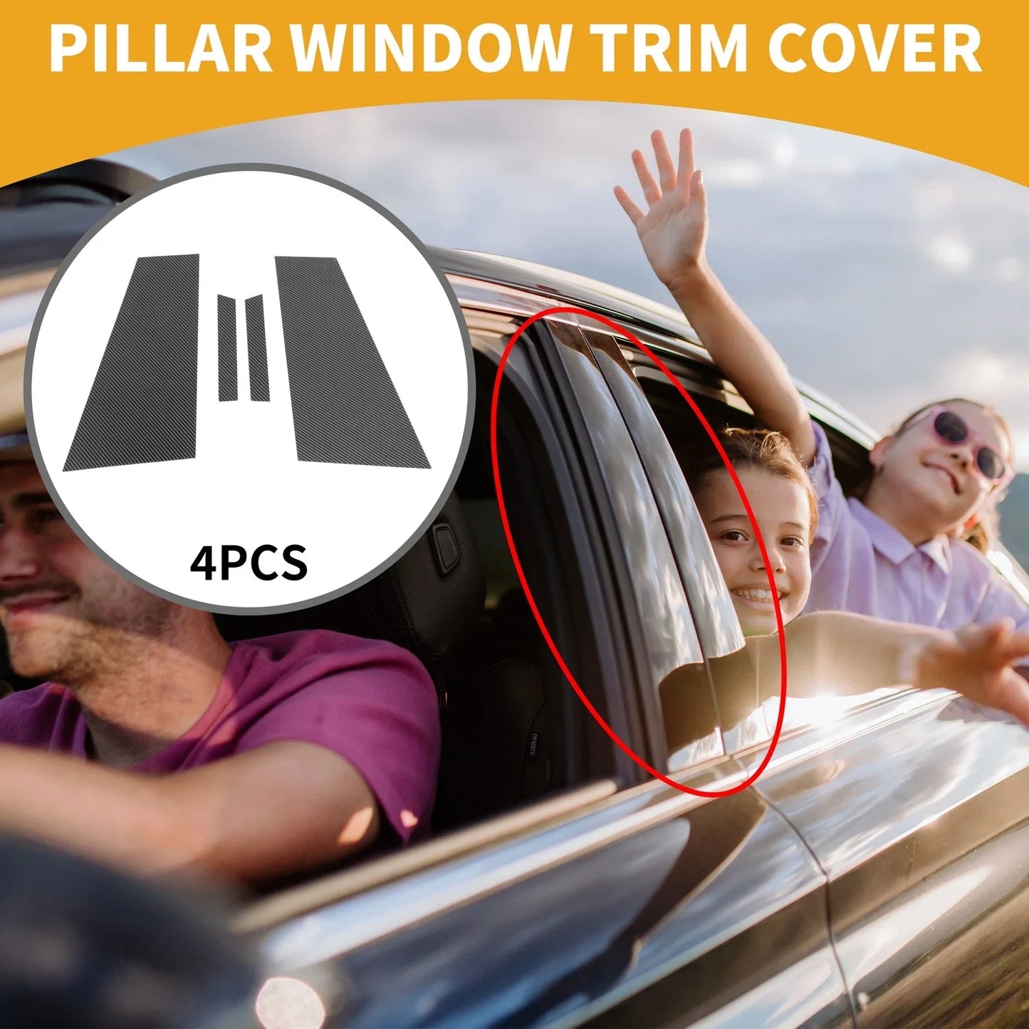 4pcs Window Trim Covers for Mercedes Benz CLS-Class Black Carbon Fiber