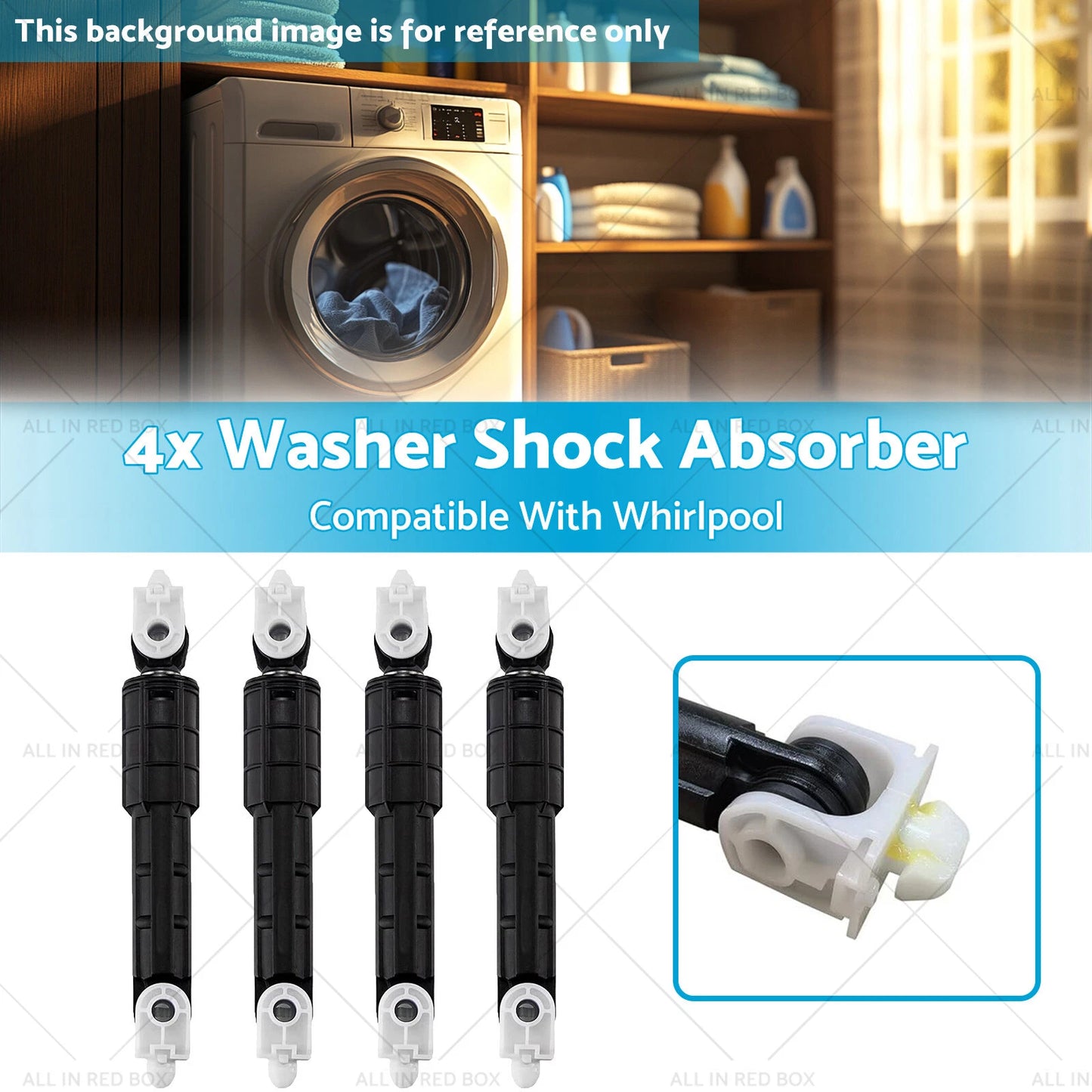 4 x Washer Shock Absorbers for Whirlpool W10015830 W10822553 (2010-2023)