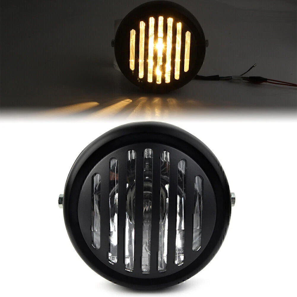6.5" Black Motorcycle Grill Headlight for Harley Sportster