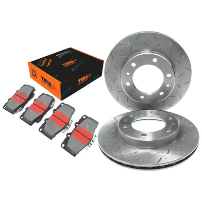 Drilled & Slotted Front Disc Brake Rotors for Landcruiser 90-99, 70, 75 Series