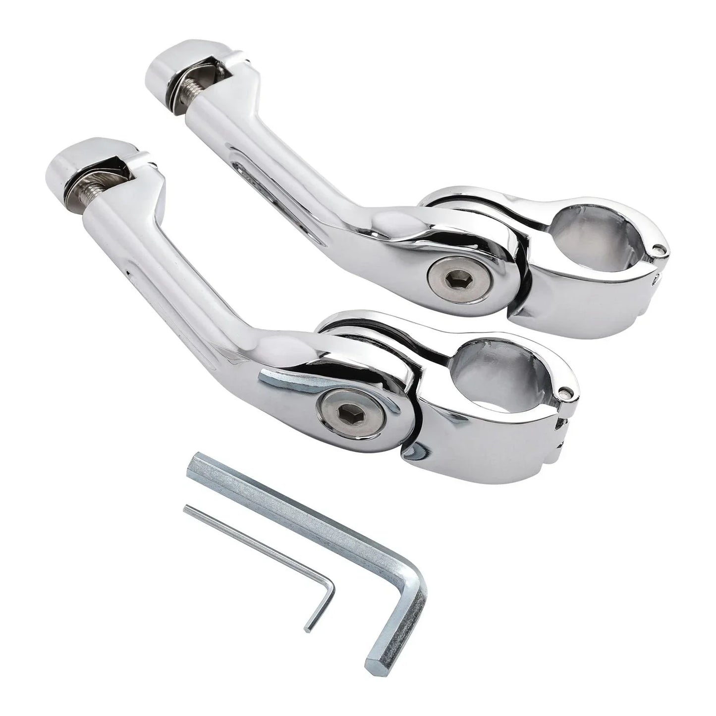 Chrome 1-1/4" Pegstreamliner Long Angled Highway Guard Foot Pegs for Harley