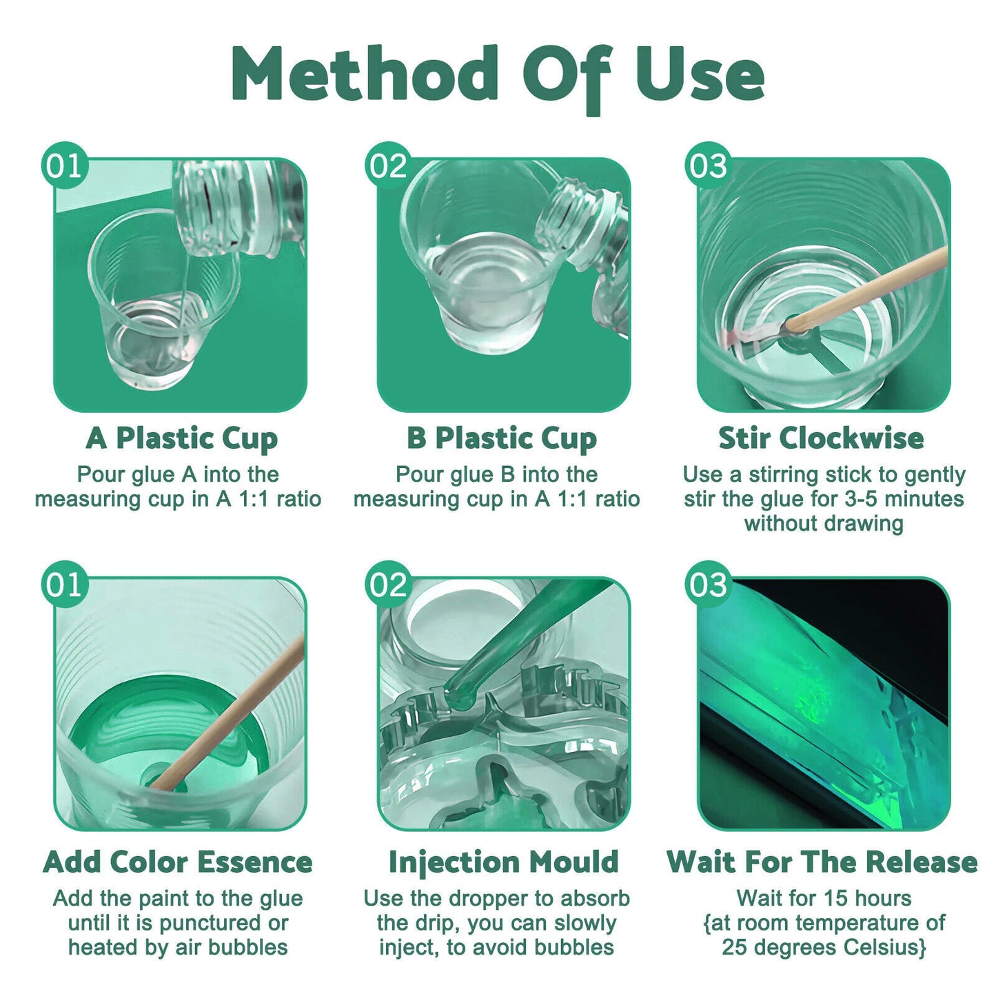 1L Epoxy Resin 1:1 AB Kit for Art DIY UV Crafts Glass & Water Coating