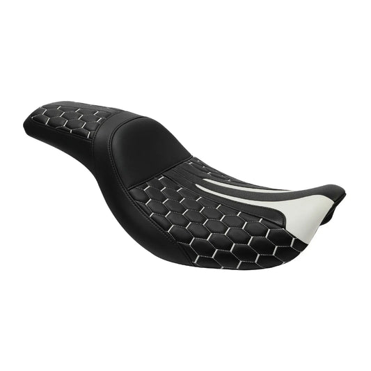Black & White Driver Passenger Seat for Harley Dyna Street Bob (2006-2017)