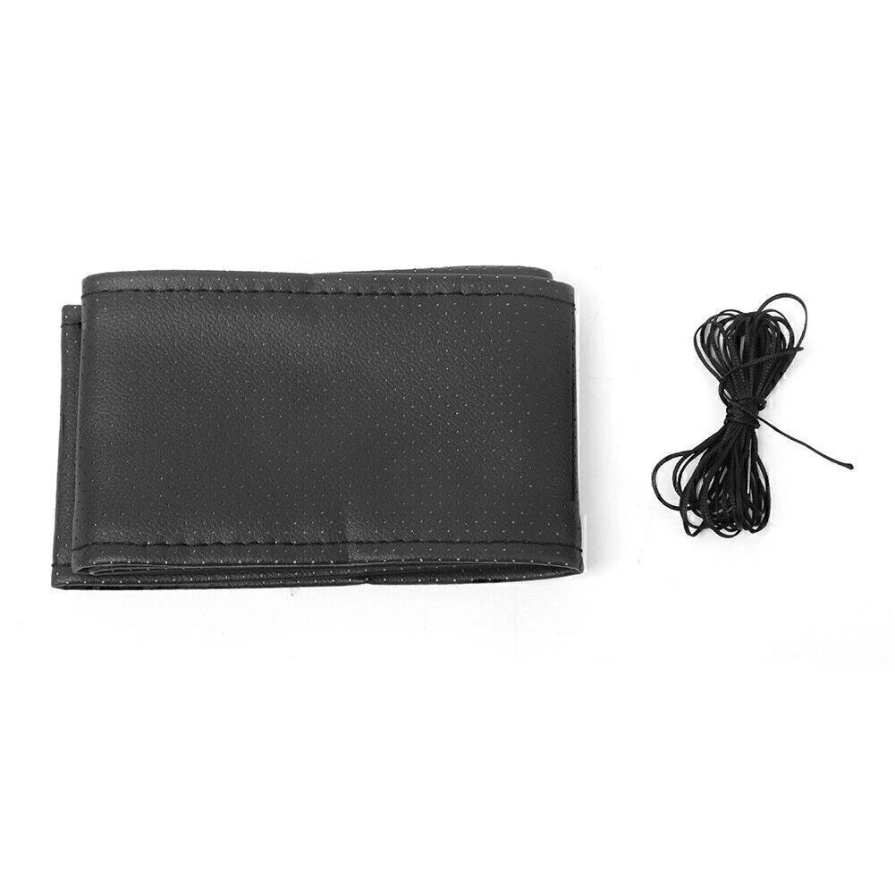 Leather Steering Wheel Cover for Car Truck - Black